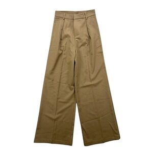 Anewsta Wide Leg Pants Women's Small Tan Brown High Rise Stretch Casual Trousers